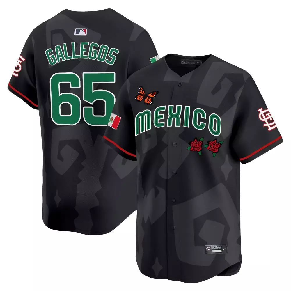 Gallegos Mexico 65 Jersey Black Series St. Louis Cardinals Flag Men Green Red White