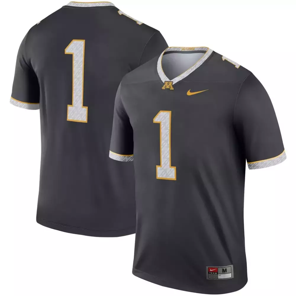 Custom Minnesota Golden Gophers 1 Jersey Gray Men Limited Gold White Alternate