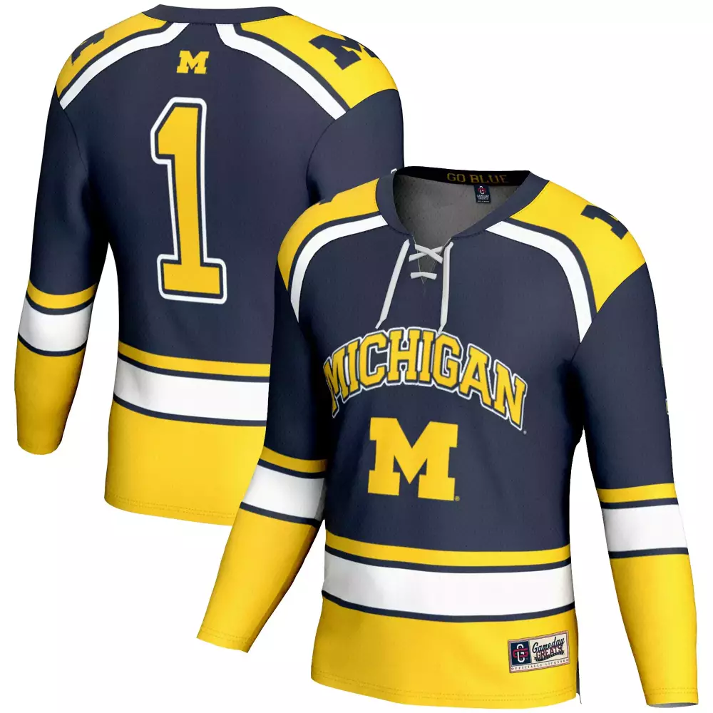 Michigan Wolverines 1 Jersey Navy Men Yellow White All Stitched Vapor Custom