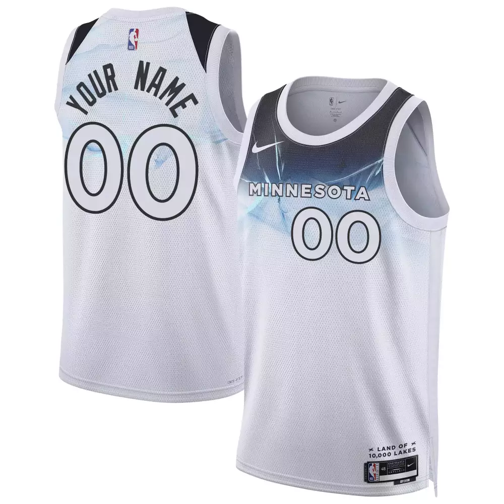 Custom Minnesota Timberwolves Jersey White Land Of 10,000 Lakes Men Nike Dri-fit