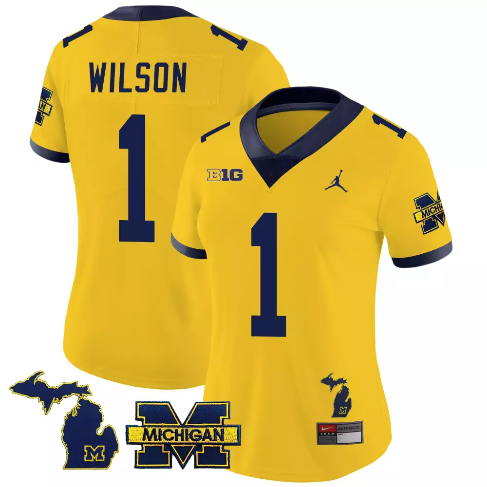 Roman Wilson 1 Jersey Yellow Michigan Wolverines Big Women Authentic Navy v3 All