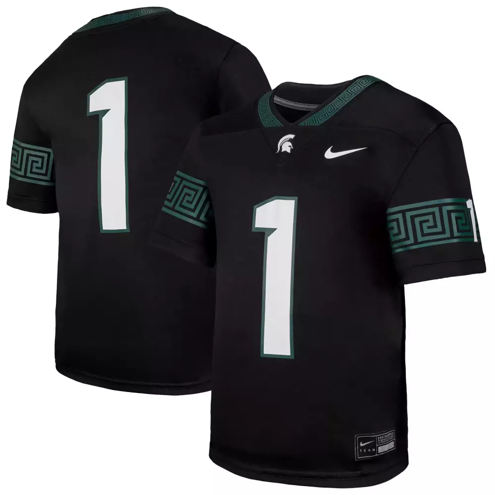 Custom Michigan State Spartans 1 Jersey Black Men White Green All Stitched Vapor