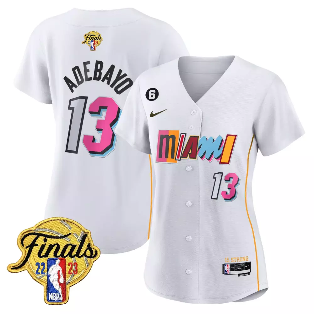 Bam Adebayo 13 Miami Heat Jersey White NBA Finals 2022-2023 Men Alternate Split Design