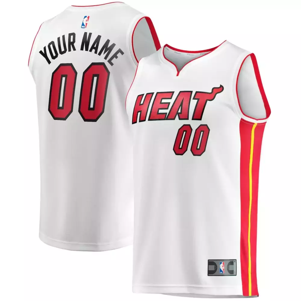 Custom Miami Heat Jersey White Men Red Yellow Replica