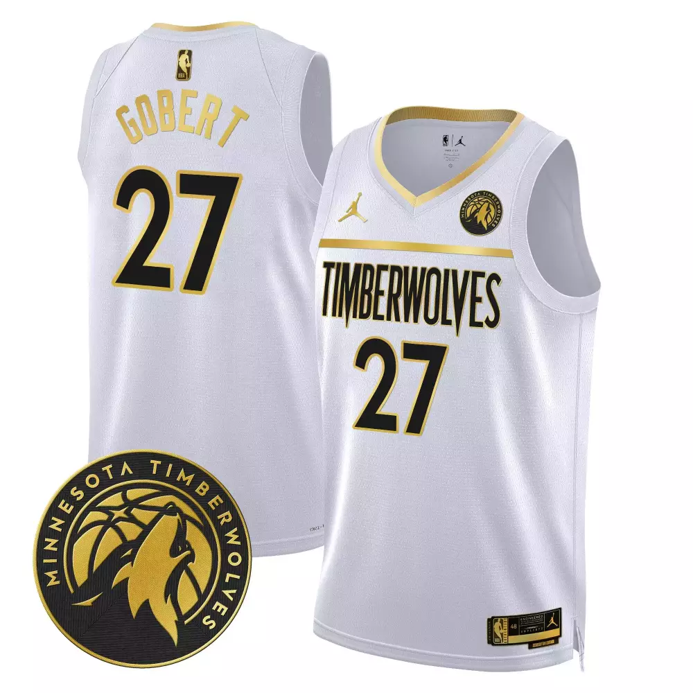 Rudy Gobert 27 Jersey White Minnesota Timberwolves Men Authentic Alternate Gold Black