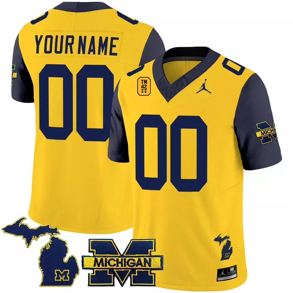 Custom Michigan Wolverines Jersey Maize Men Stitched Navy Vapor Limited All