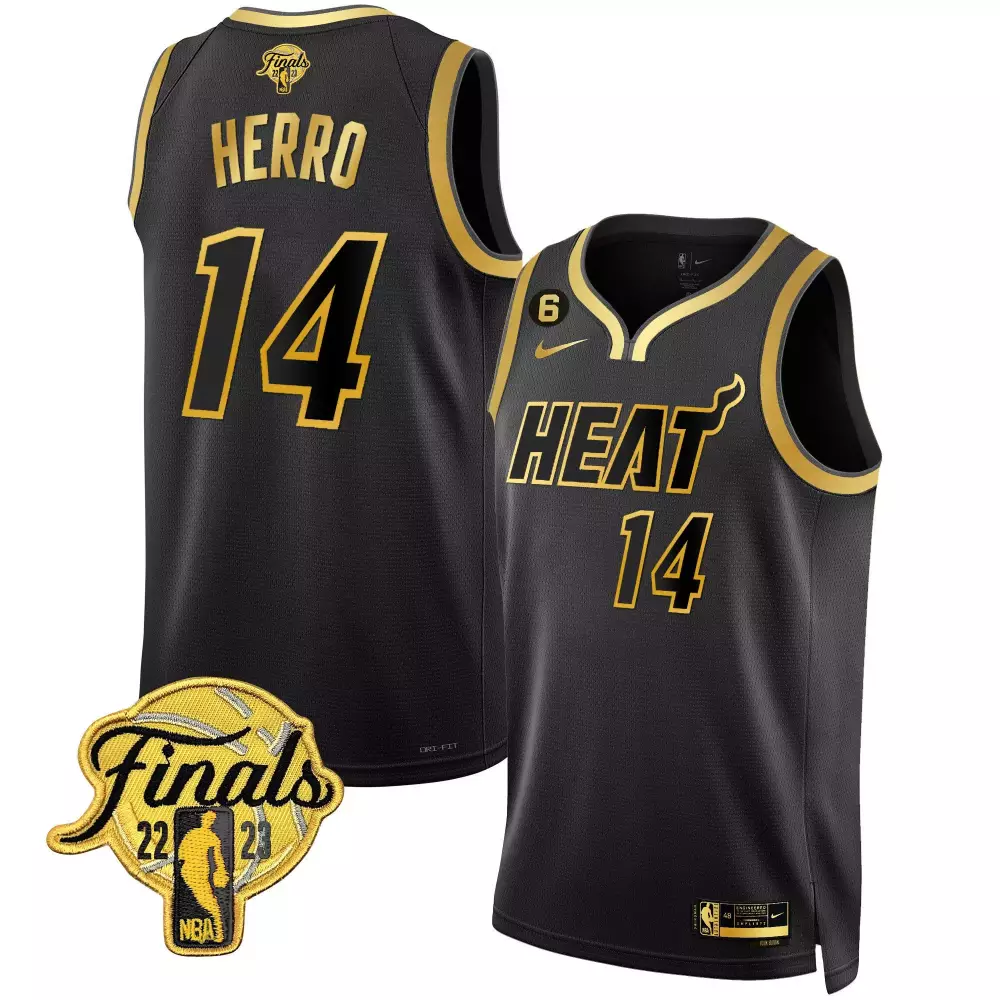 Tyler Herro 14 Miami Heat Jersey Black NBA Finals 2022-2023 Men Gold Collection All