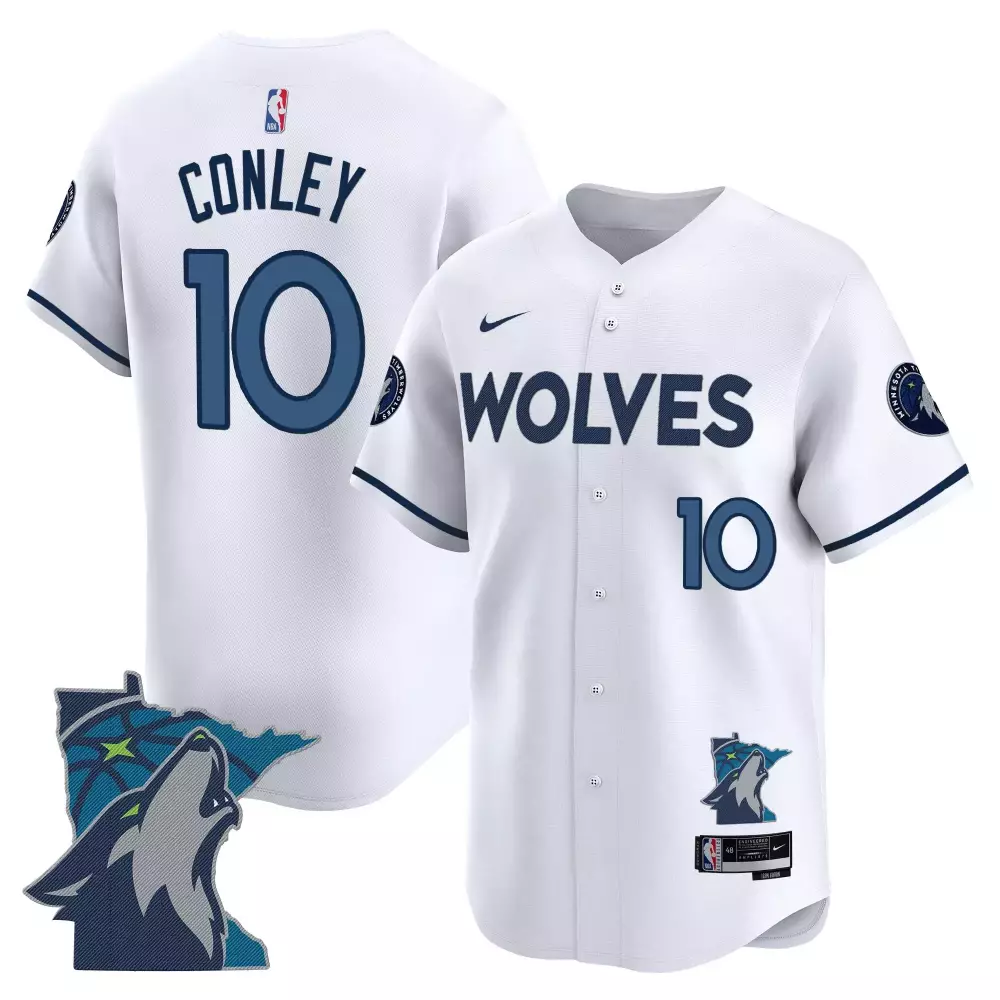 Mike Conley 10 Jersey White Minnesota Timberwolves Men Authentic Alternate Navy Blue