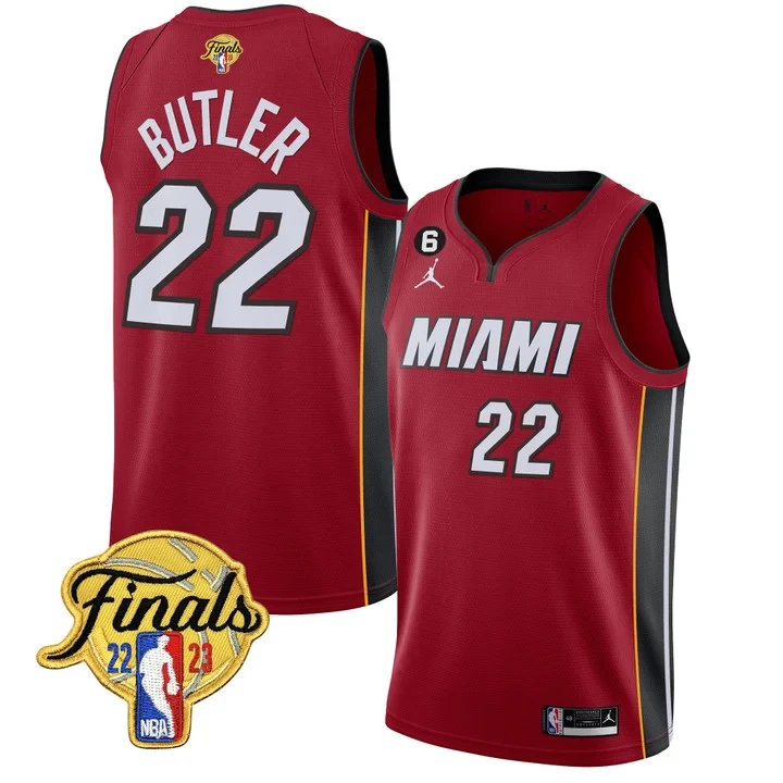 Jimmy Butler 22 Miami Jersey Maroon Finals 2022-2023 2023 Men Black Gold All Stitched