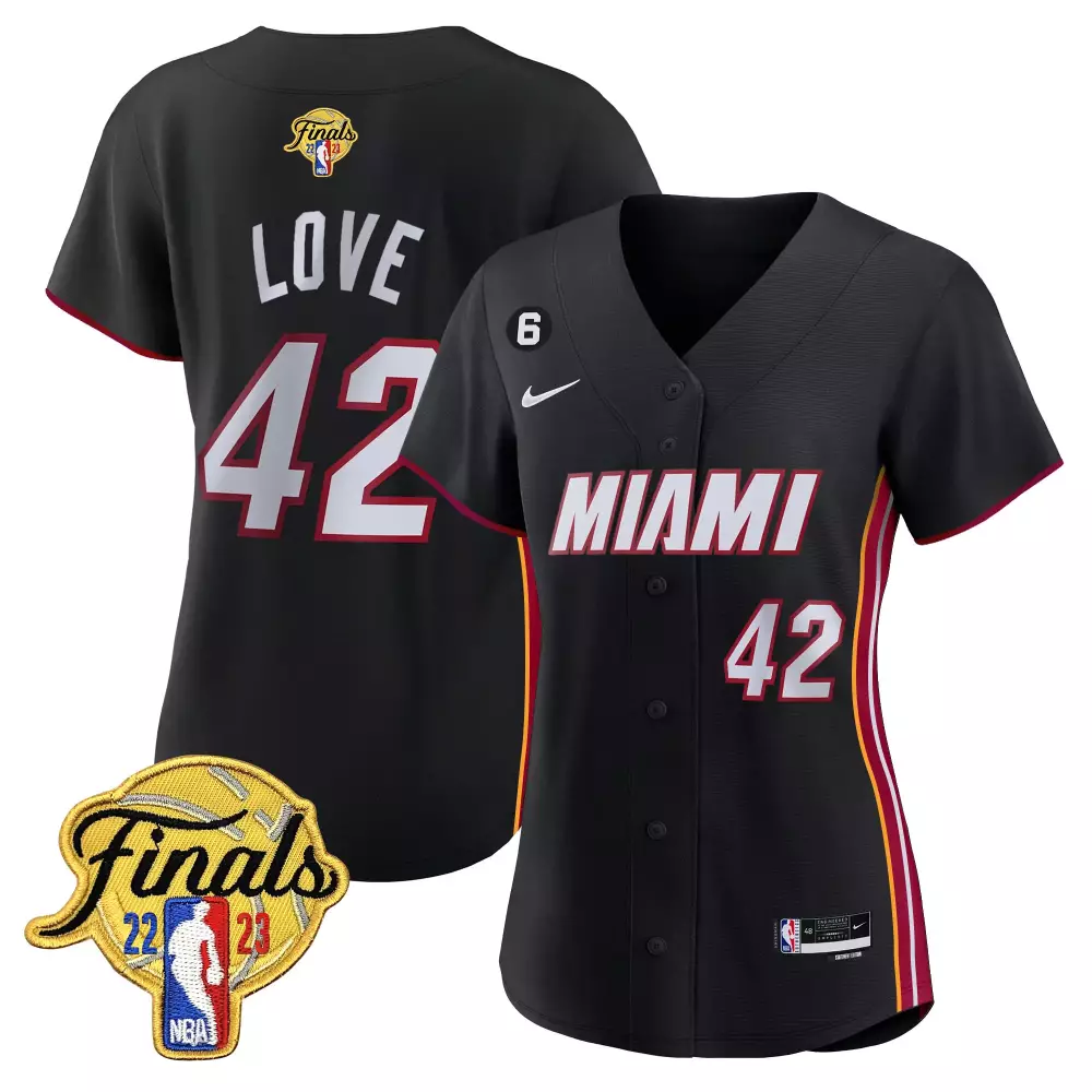 Love 42 Miami Heat Jersey Black Finals 2022-2023 Men White Red Yellow All Stitched