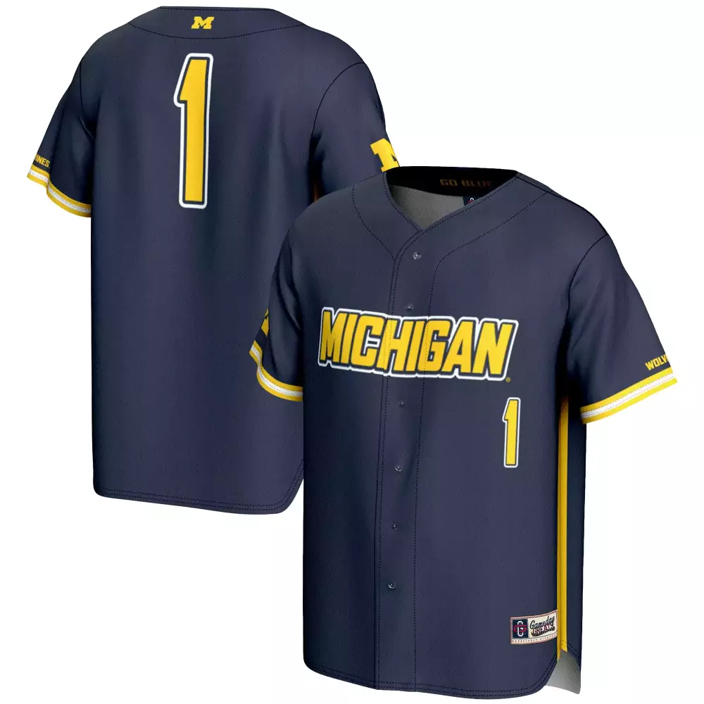 Michigan Wolverines 1 Jersey Navy Blue Men Yellow White All Stitched Vapor Custom