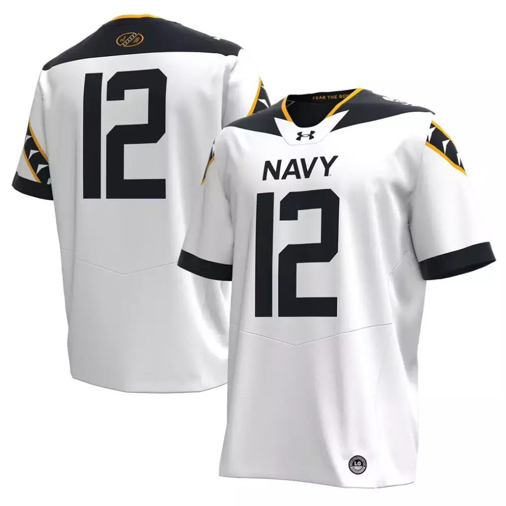 Custom Navy 12 Jersey White Ncaa Football Playoff College Men Authentic Black Yellow