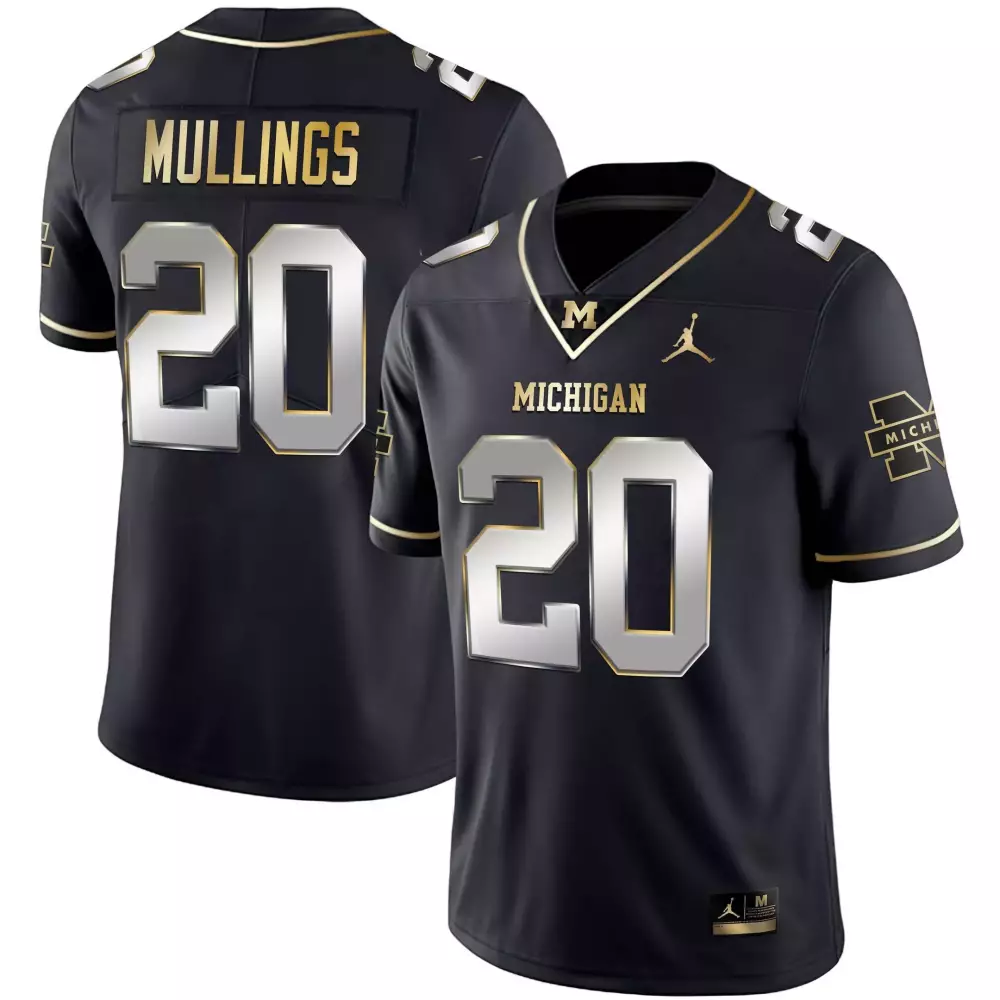 Kalel Mullings 20 Jersey Black Michigan Wolverines Men Gold Silver Limited Vapor