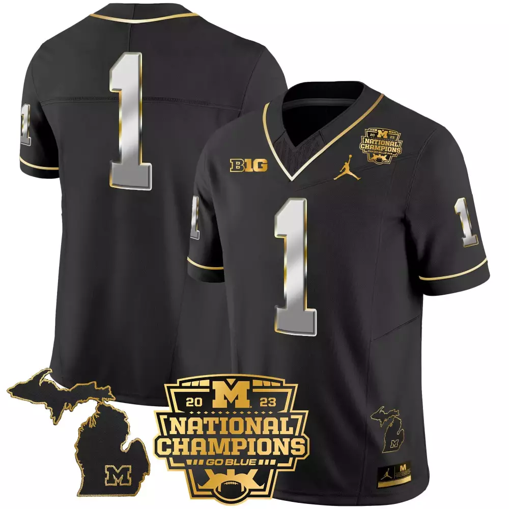 J.j. Mccarthy 1 Jersey Black National Champions Michigan Wolverines Big 10 2023 Men