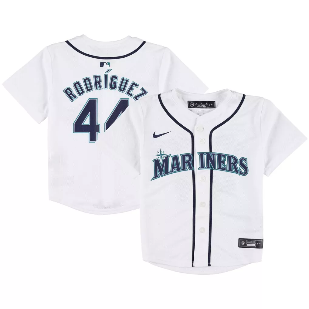 Julio Rodr 44 Mariners Jersey White Kids Navy Teal Game