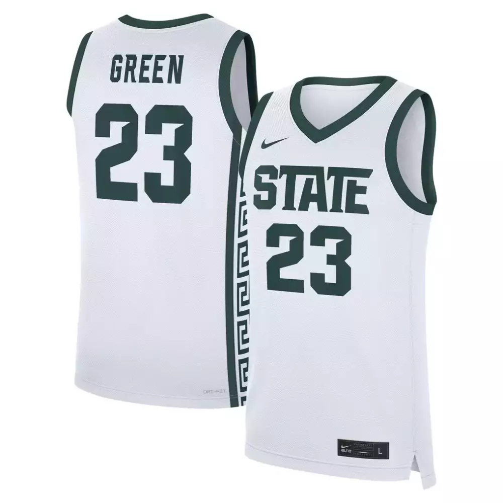 Green 23 Michigan State Spartans Jersey White Men Replica