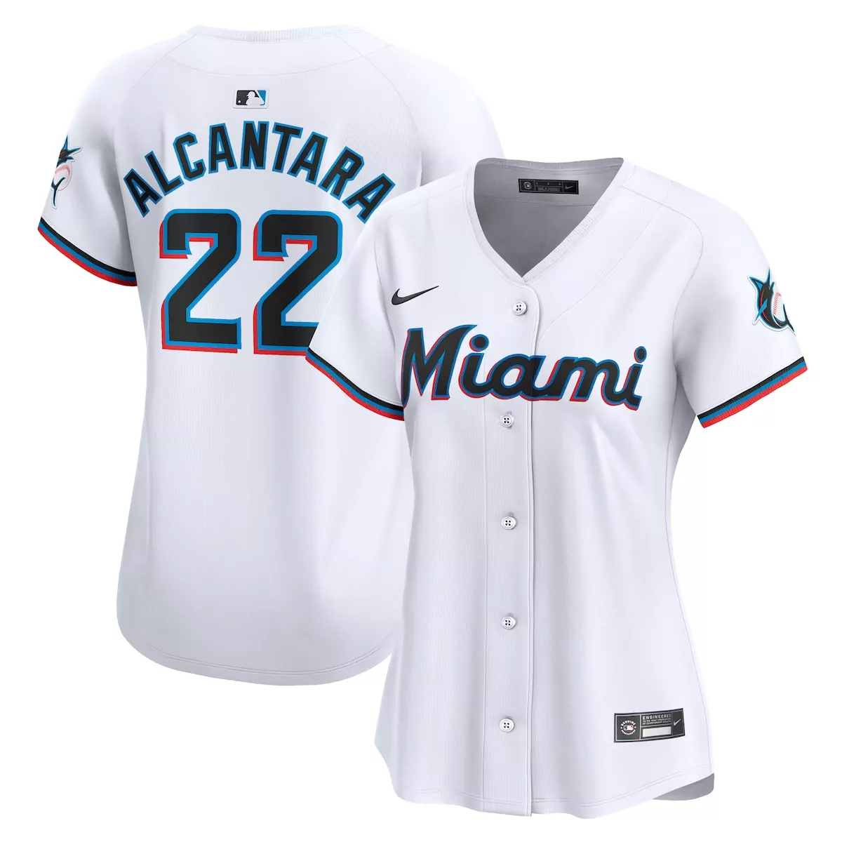 Sandy Alcantara 22 Miami Marlins Jersey White Women Black Blue Red Home Limited