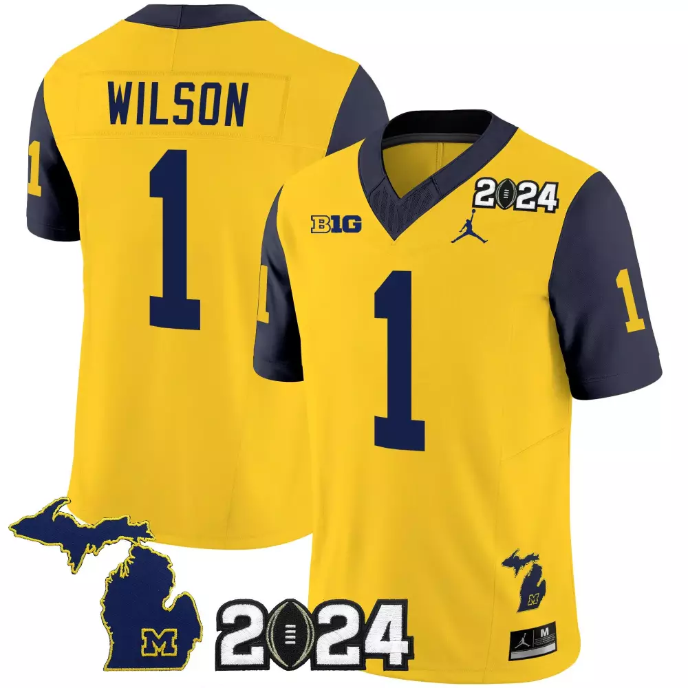 Roman Wilson 1 Jersey Yellow Michigan Wolverines 2024 Men Authentic Navy Blue Vapor