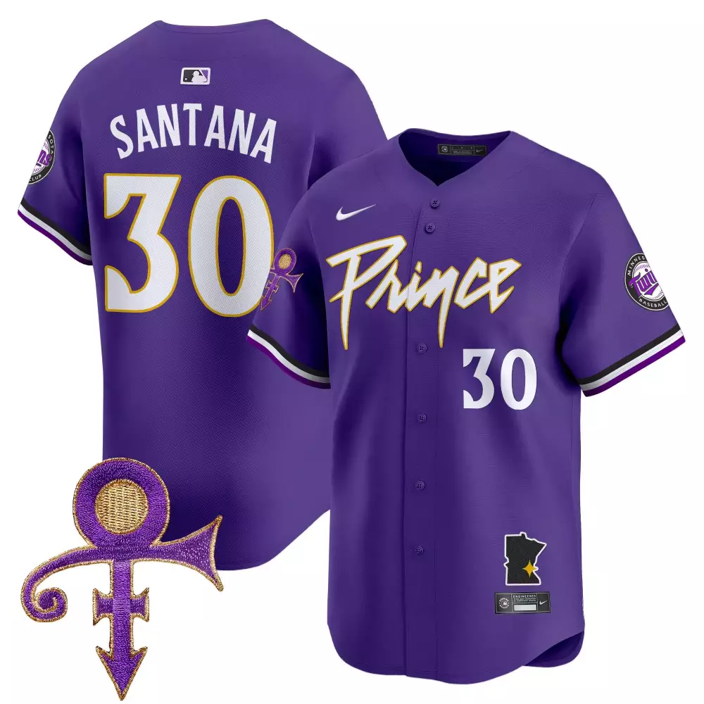 Santana Prince 30 Minnesota Twins Jersey Purple Men Authentic White Black All Stitched