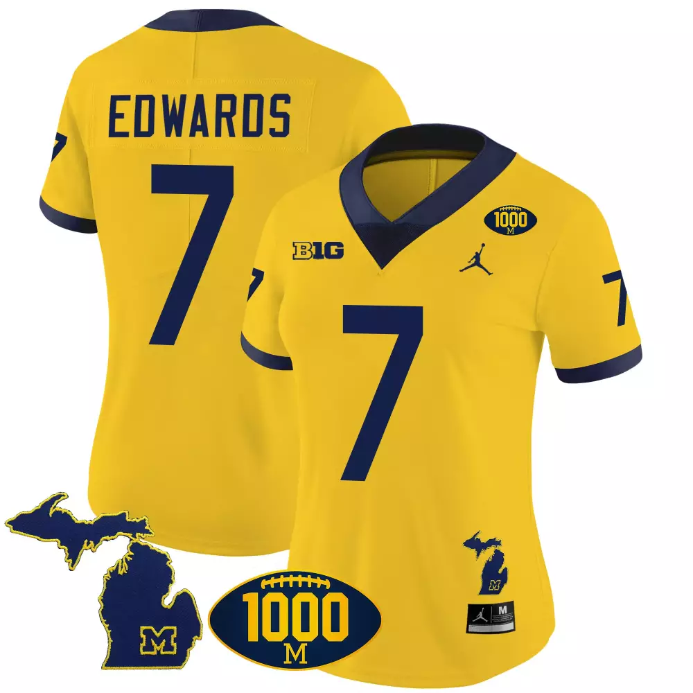 Donovan Edwards 7 Jersey Yellow 1000 M Michigan Wolverines Big Football Women Navy Blue