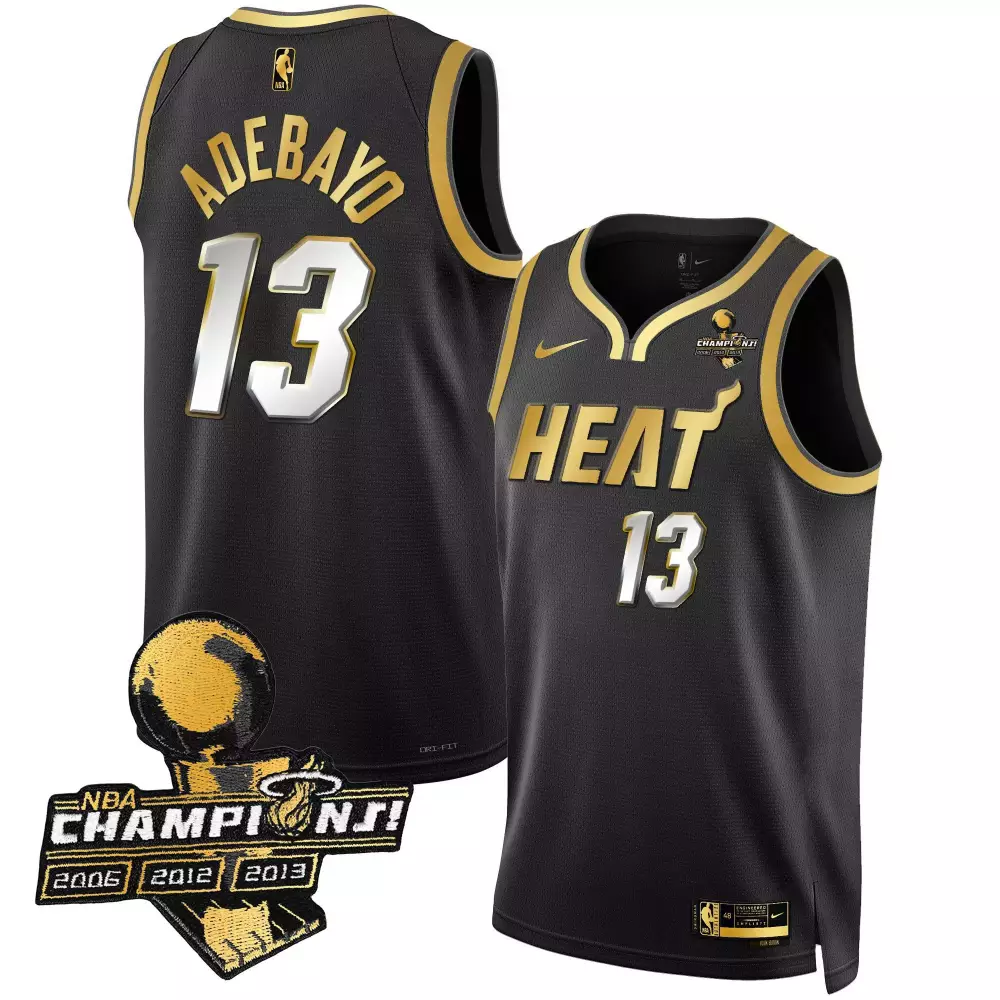 Bam Adebayo 13 Miami Heat Jersey Black Championship Edition Champions 2006 2012 Men
