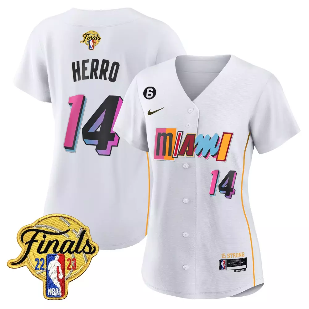 Tyler Herro 14 Miami Heat Jersey White Finals 2022-2023 Men Pink Purple Cyan Orange