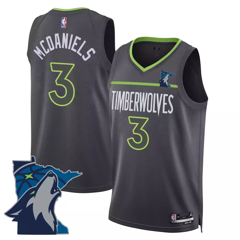 Jaden Mcdaniels 3 Jersey Gray Gothic Sin City Minnesota Timberwolves Men Authentic