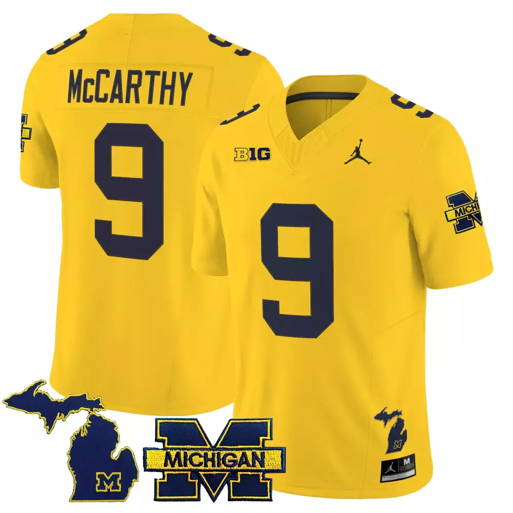 Mccarthy 9 Michigan Wolverines Jersey Yellow Big Ten Men Navy Blue Vapor Limited