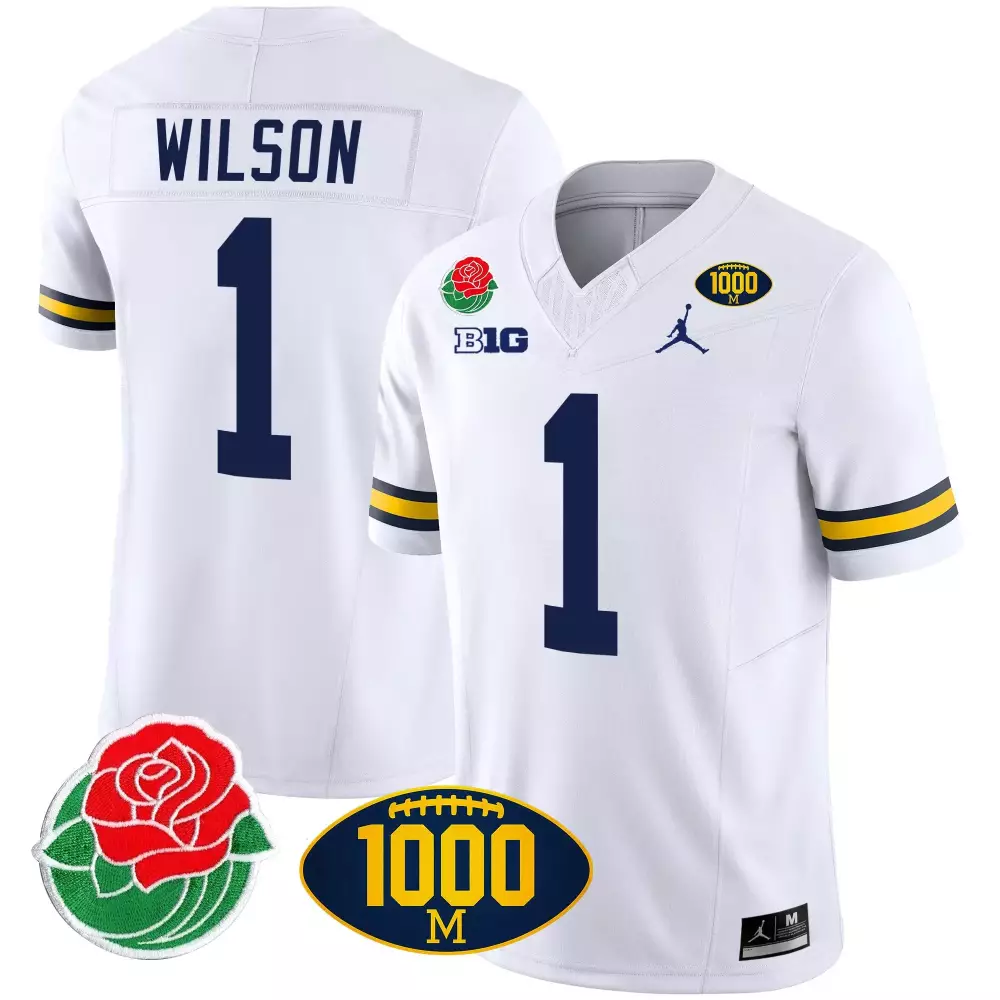 Roman Wilson 1 Jersey White 1000 M Michigan Wolverines Rose Bowl Big Ten Men Authentic