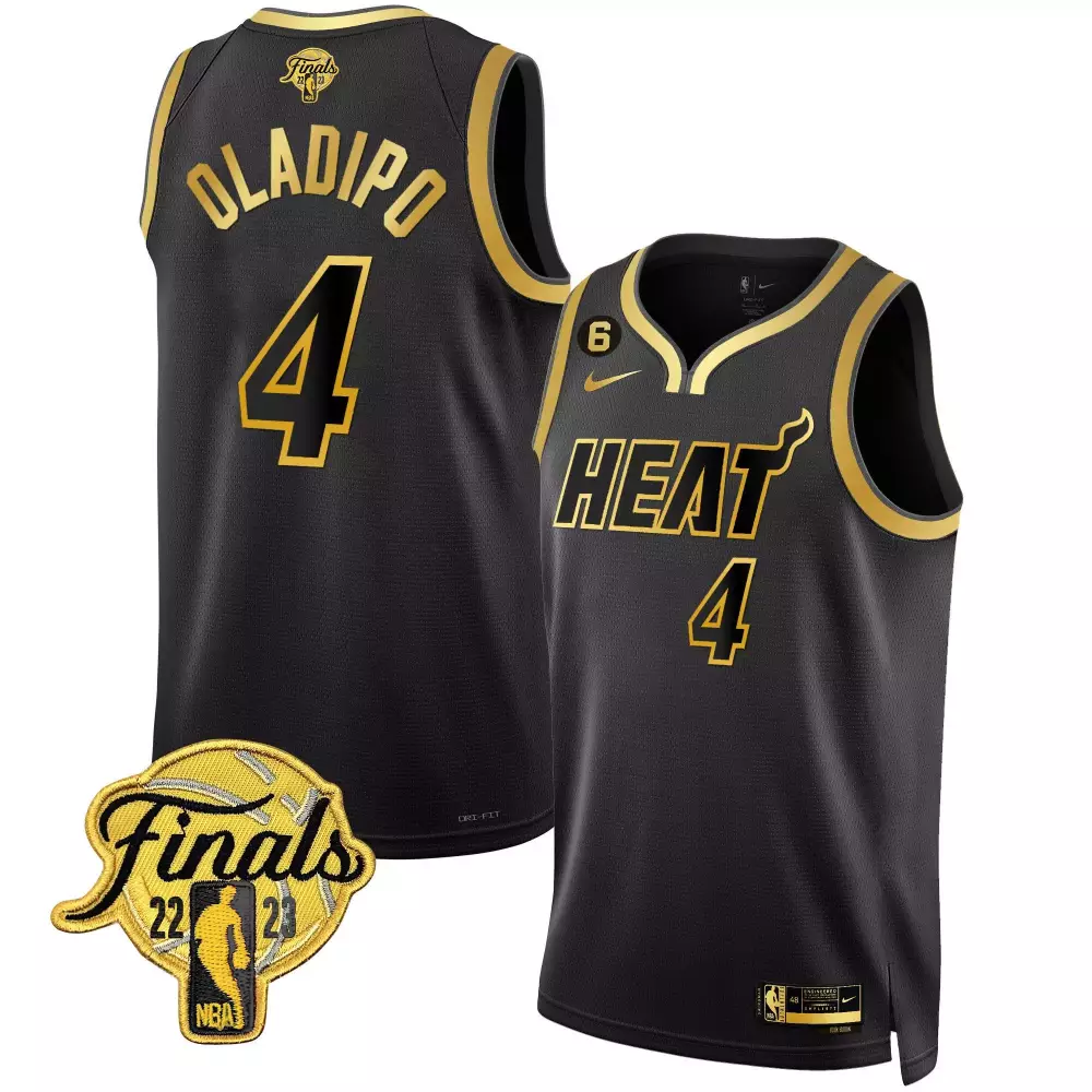Victor Oladipo 4 Heat Jersey Black Finals 2023 Men NBA Gold Collection All Stitched