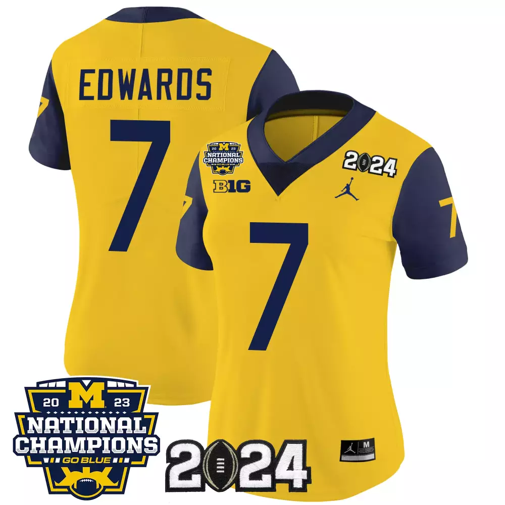 Donovan Edwards 7 Jersey Maize National Champions Michigan Wolverines 2023 Big 2024