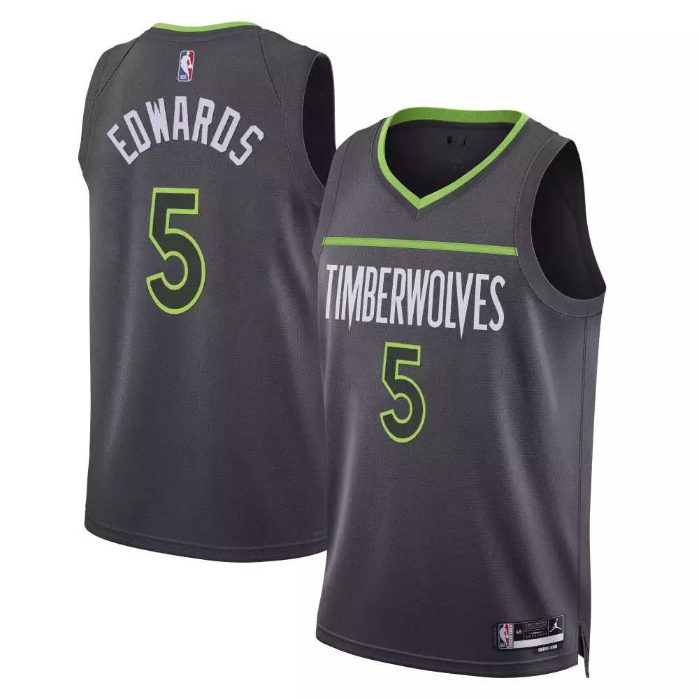 Anthony Edwards 5 Jersey Grey Gothic Sin City Minnesota Timberwolves Men Vapor Alternate
