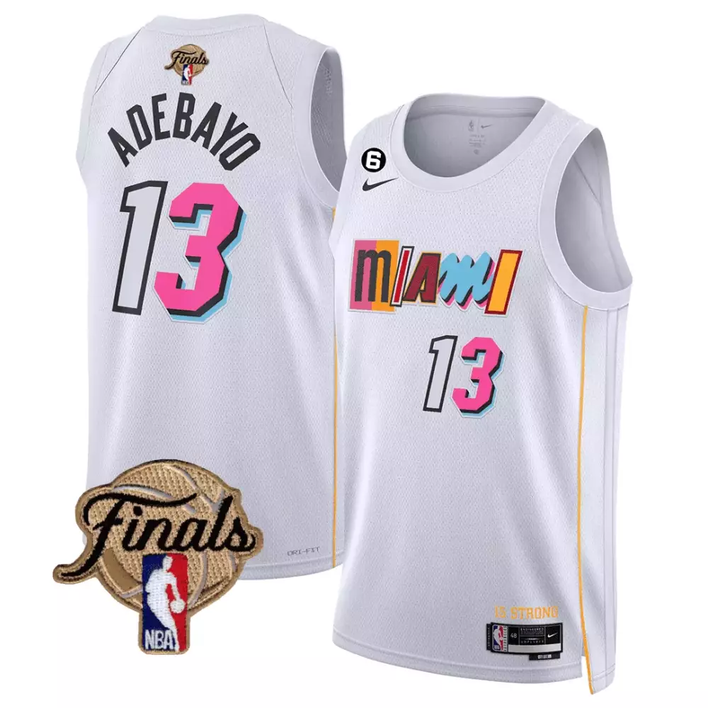 Bam Adebayo 13 Miami Jersey White Finals Men NBA Alternate Pink Teal Orange Yellow