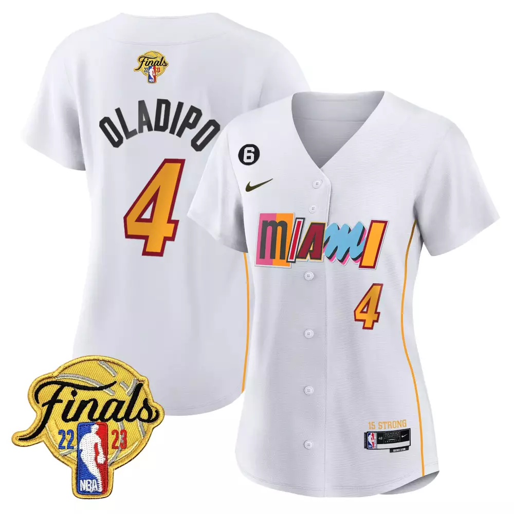 Victor Oladipo 4 Miami Heat Jersey White NBA Finals 2022-2023 Men Yellow Orange Pink