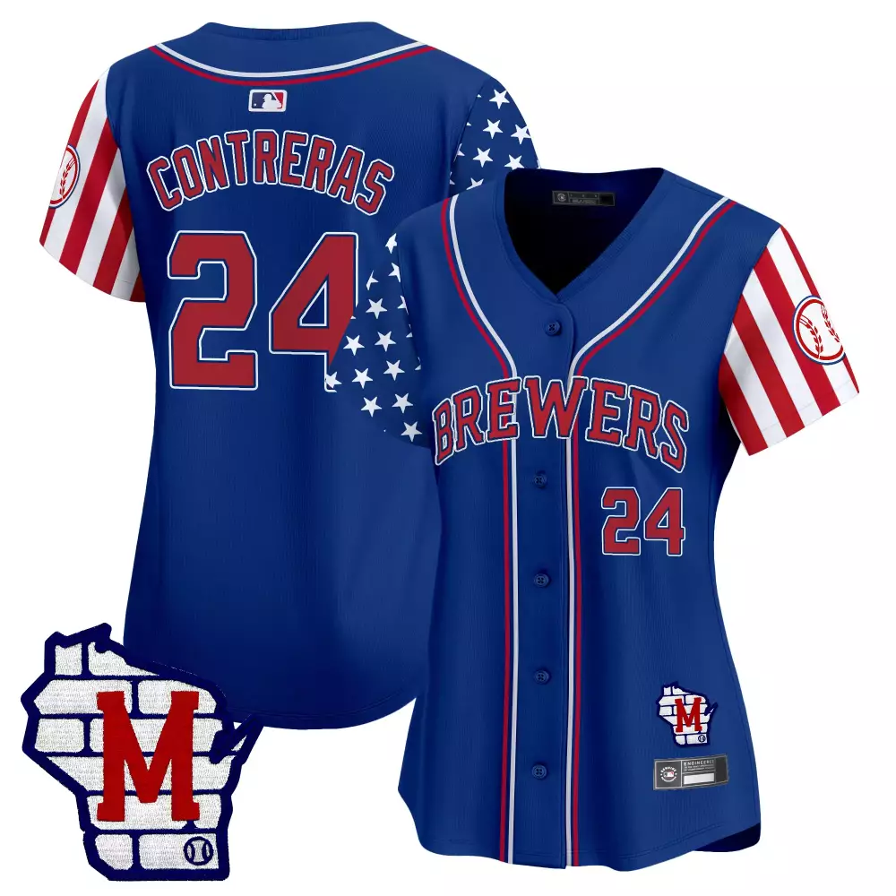 Contreras Independence 24 Jersey Blue City Connect Milwaukee Brewers Wisconsin Outline