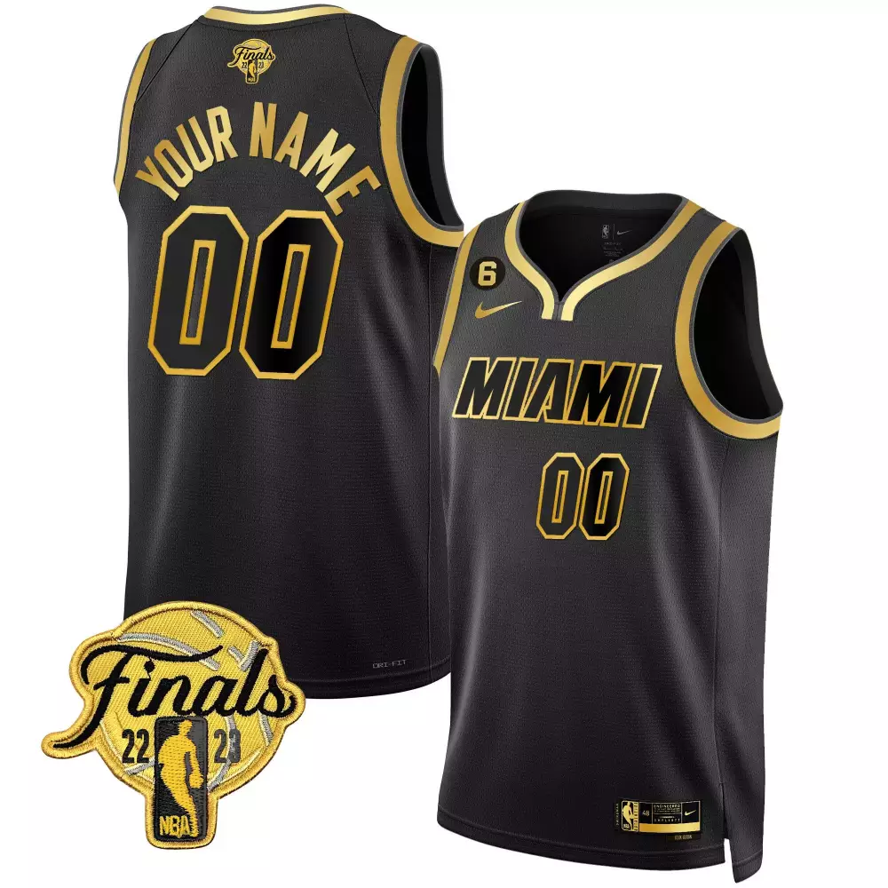 Custom Miami Heat Jersey Black NBA Finals 2022-2023 Men Gold Collection v4 All Stitched