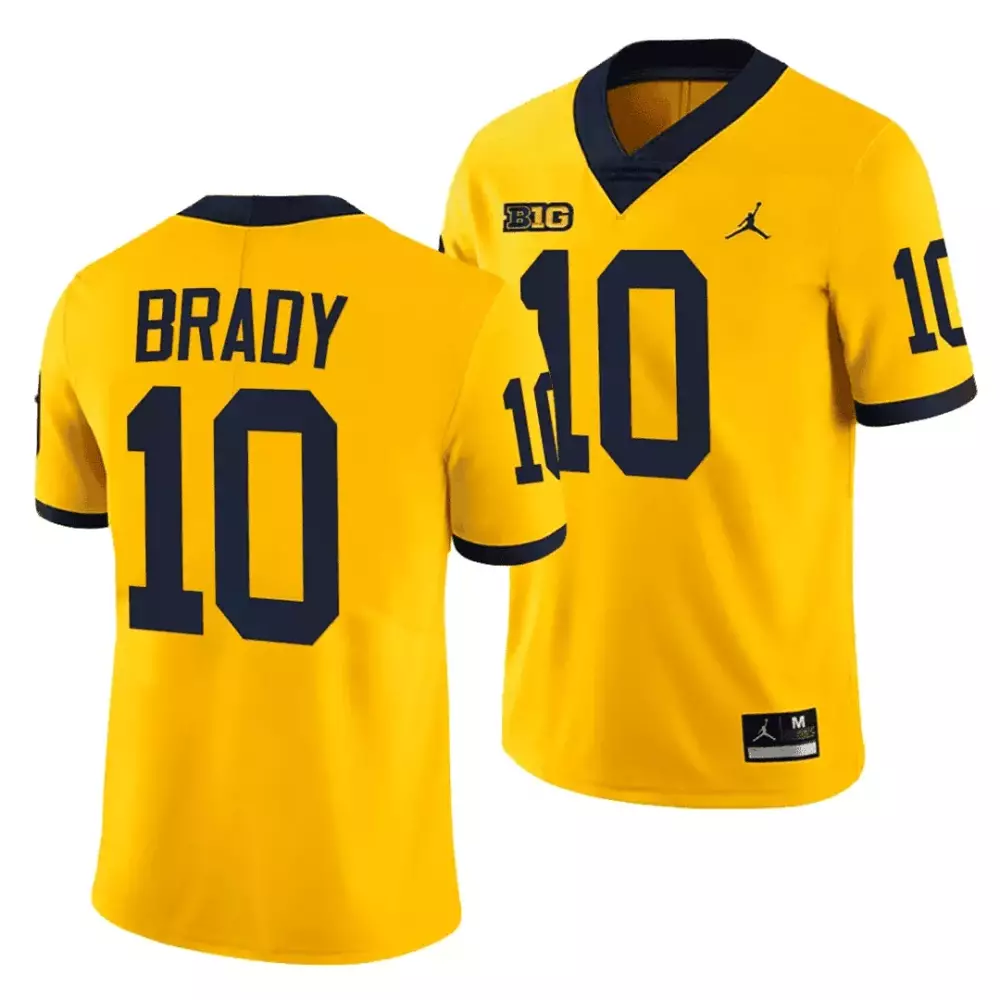 Tom Brady 10 Michigan Wolverines Jersey Maize Men Authentic Navy Limited All Stitched