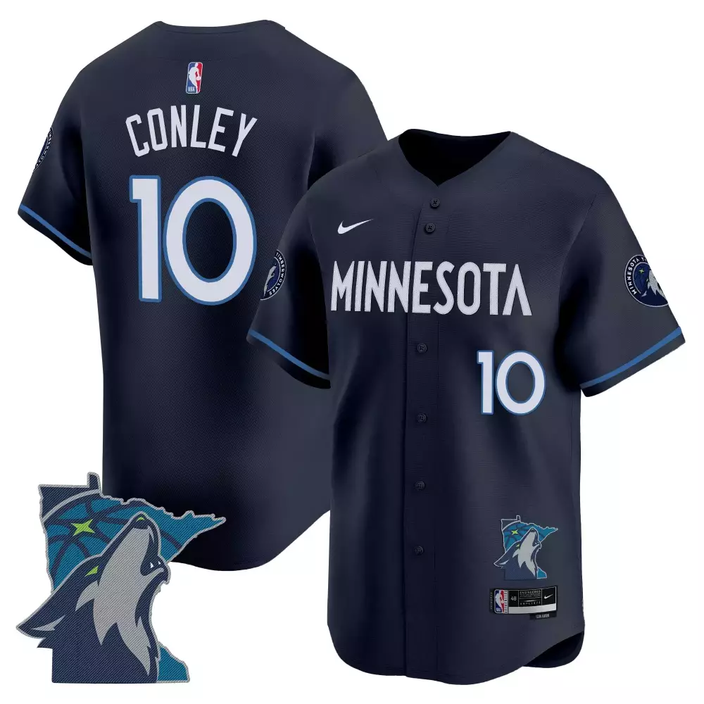 Mike Conley 10 Jersey Navy Blue Minnesota Timberwolves Men Stitched White Light Vapor