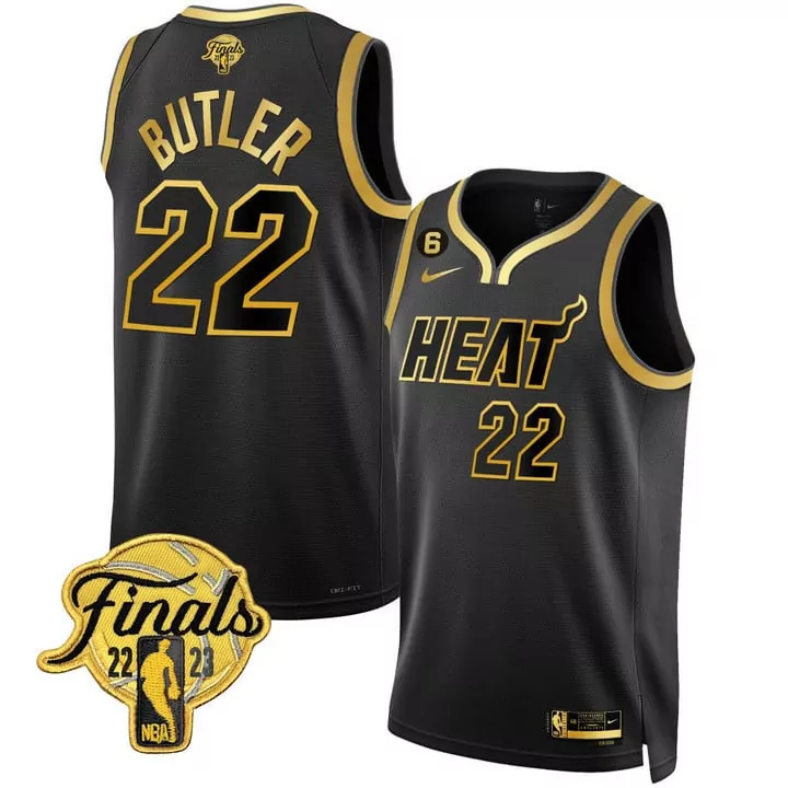 Jimmy Butler 22 Heat Jersey Black NBA Finals 2022-2023 2022 Men Gold All Stitched