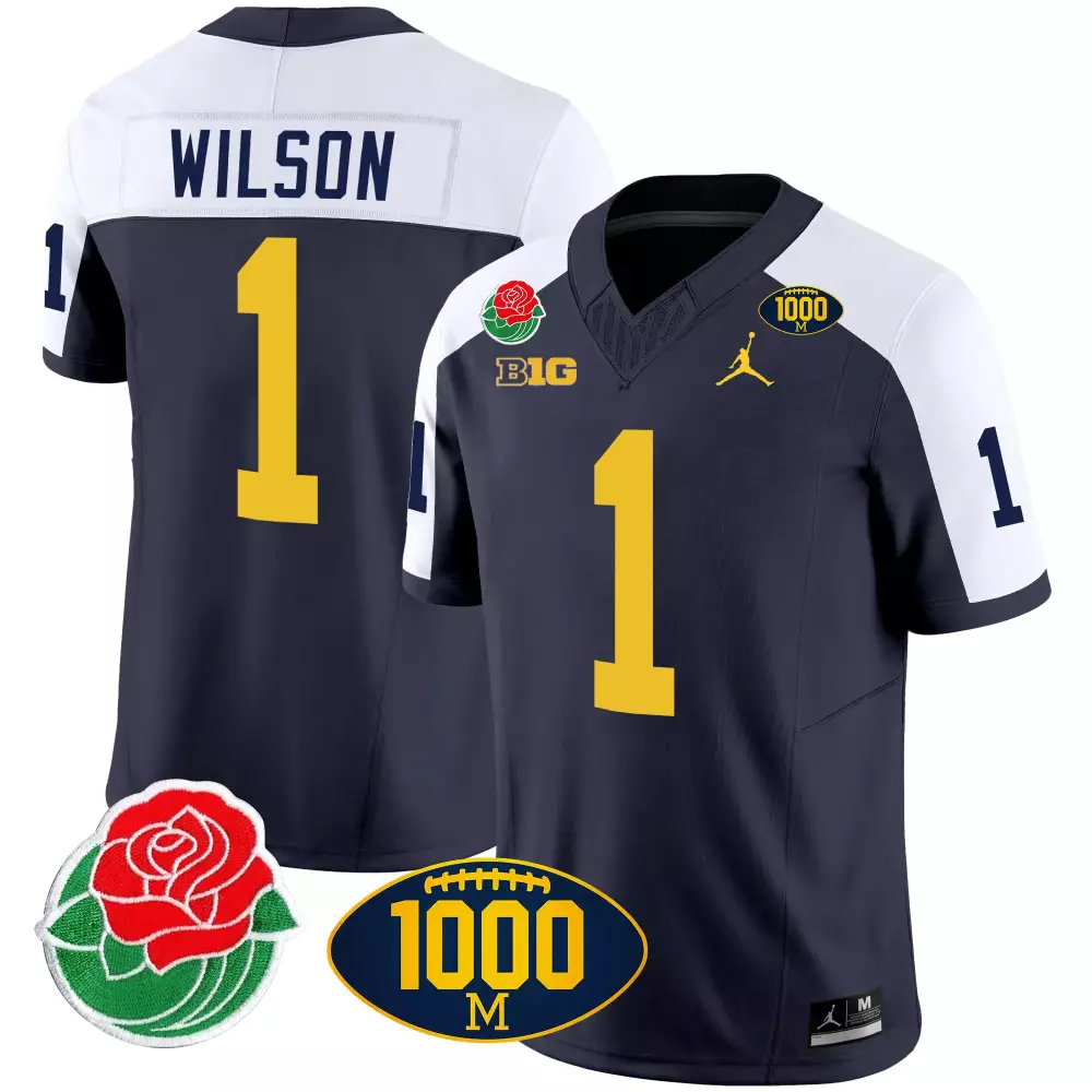 Roman Wilson 1 Jersey Navy 1000M Michigan Wolverines Rose Bowl Big Ten Men Authentic