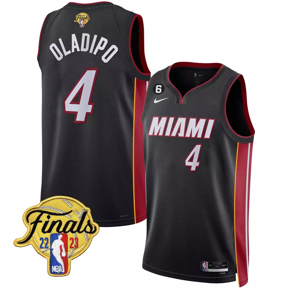 Victor Oladipo 4 Miami Jersey Black Finals 2022-2023 Men NBA Red Yellow Icon Collection