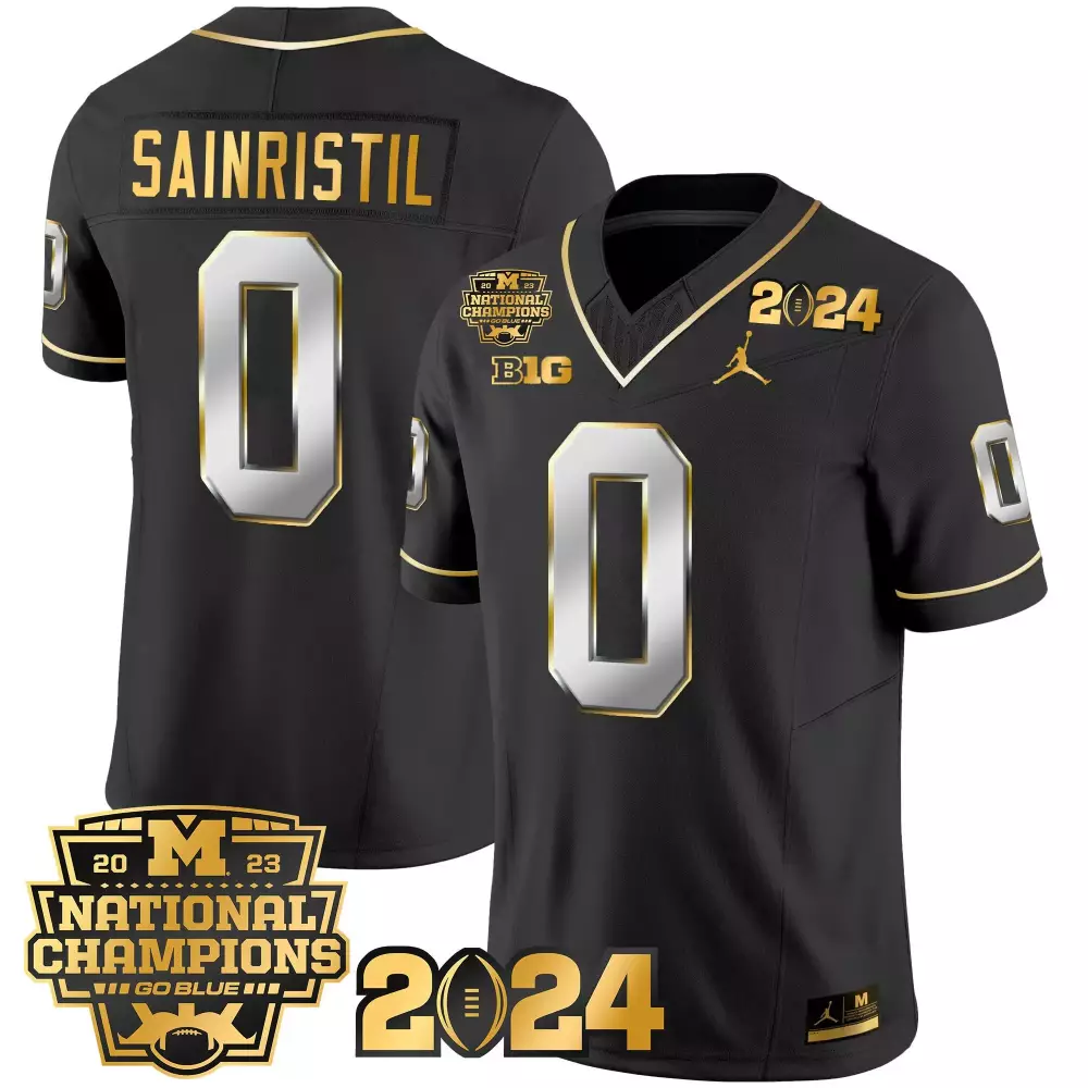 Mike Sainristil Jersey Black 2024 National Champions Michigan Wolverines 2023 Men
