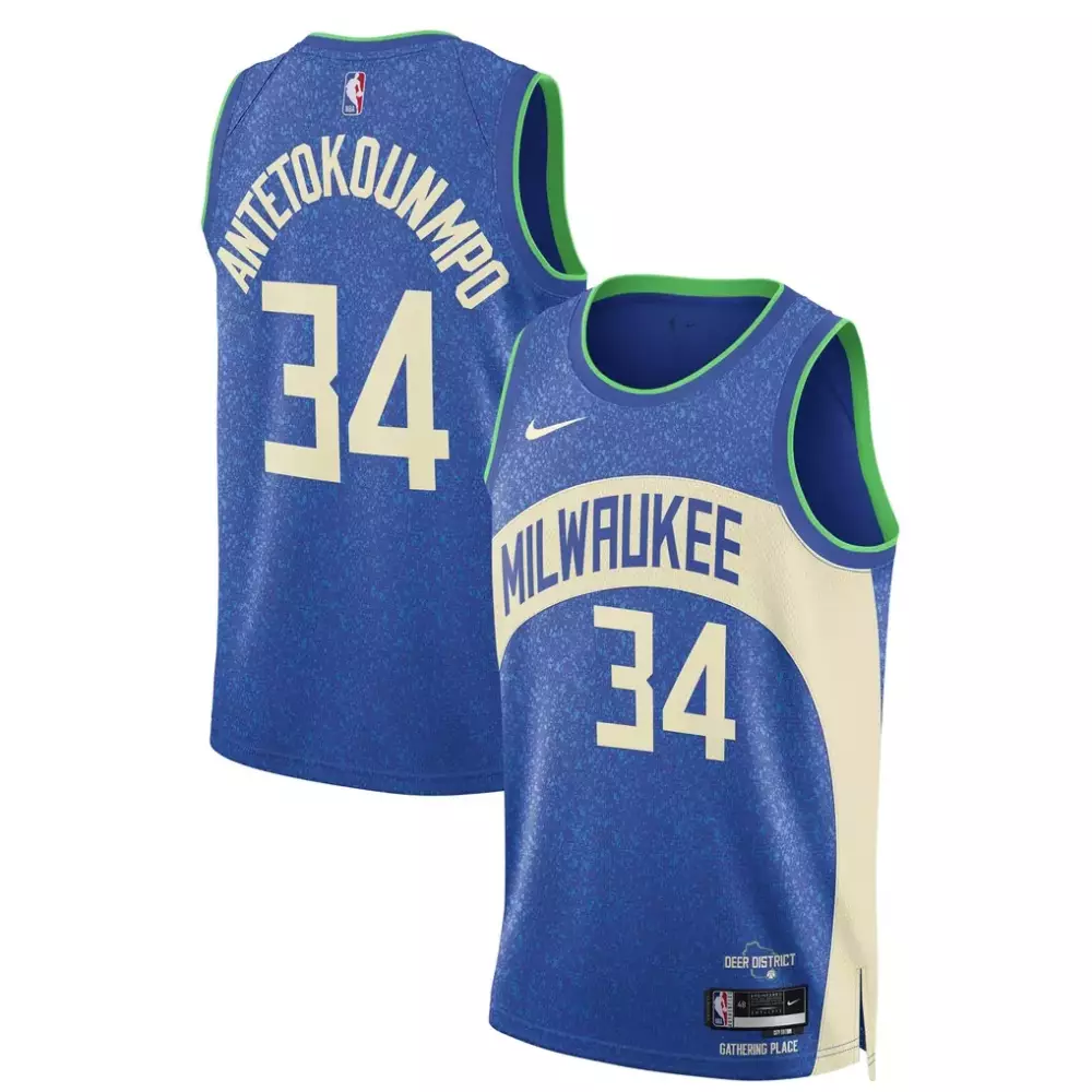 Giannis Antetokounmpo 34 Jersey Blue Deer District Milwaukee Bucks Men Stitched Alternate