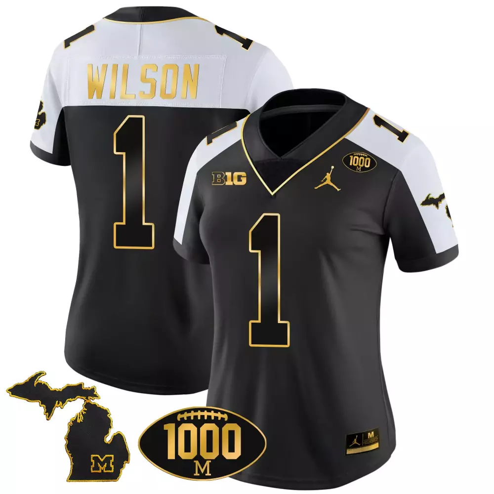 Roman Wilson 1 Jersey Black Michigan Wolverines Men Stitched Alternate White Gold