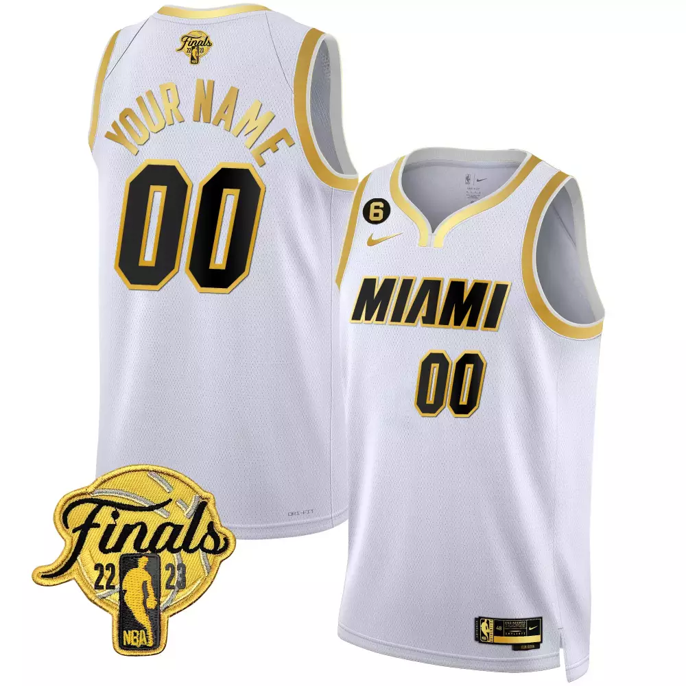 Custom Miami Heat Jersey White Finals 22-23 Men Gold Black All Stitched Vapor