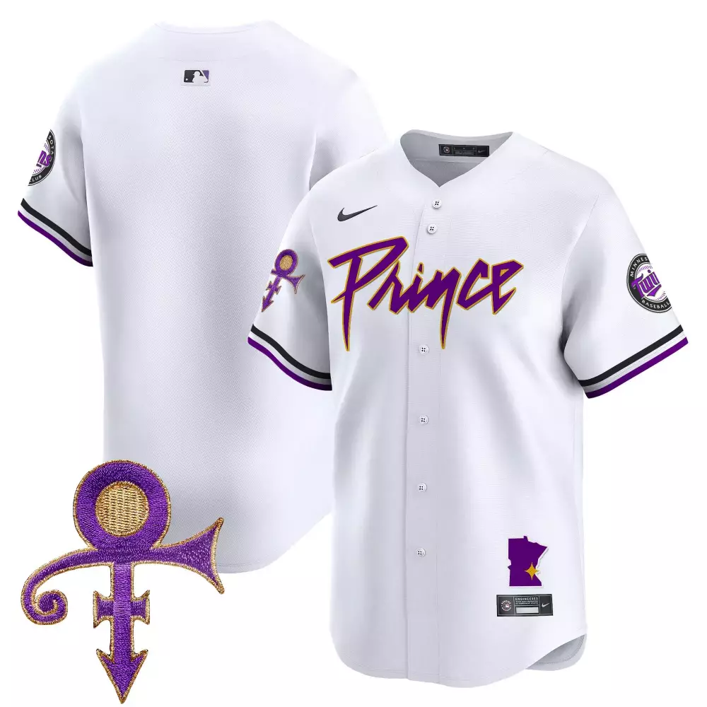 Prince Minnesota Twins Jersey White Men Authentic Purple Black All Stitched Vapor