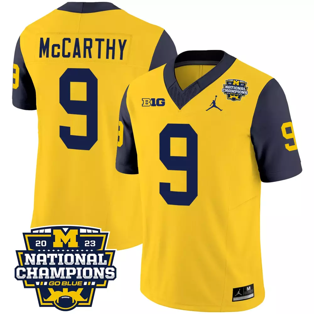 Jj Mccarthy 9 Michigan Wolverines Jersey Maize 2023 National Champions Championship