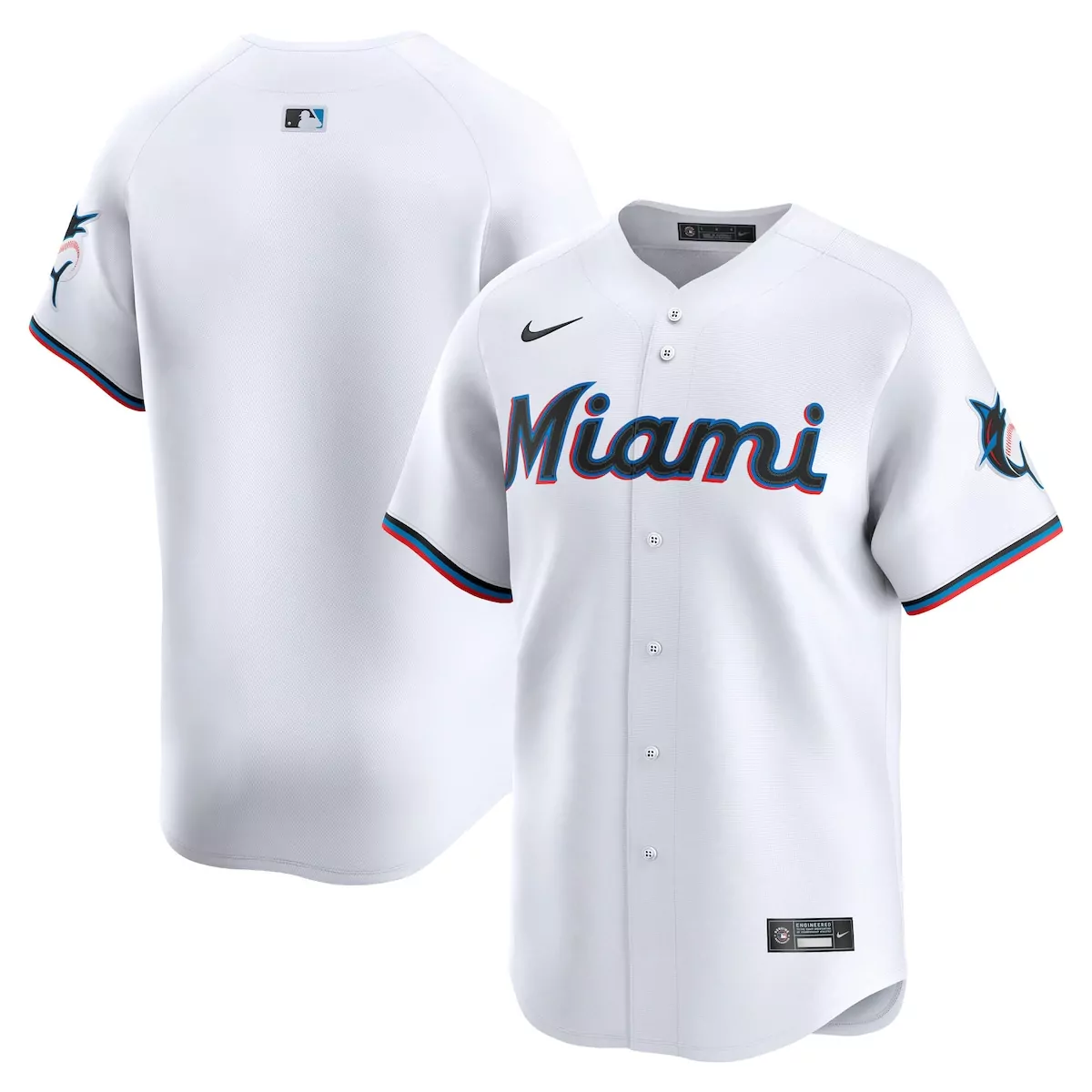 Miami Marlins Jersey White Black Aqua Red Home Limited