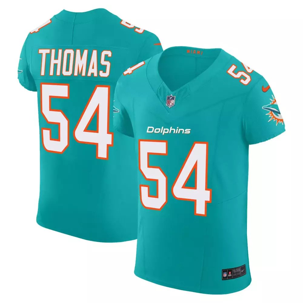 Zach Thomas 54 Dolphins Jersey Teal Men Replica Orange White Vapor Elite All Stitched