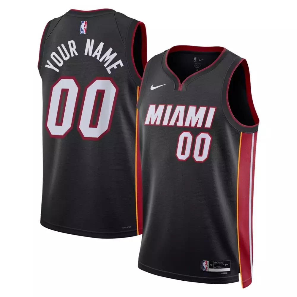 Custom Miami Jersey Black Red White Yellow Unisex Swingman Icon